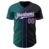 Custom Black Purple Teal-White Authentic Gradient Fashion Baseball Jersey