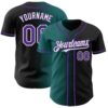 Custom Black Purple Teal-White Authentic Gradient Fashion Baseball Jersey