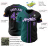 Custom Black Purple Teal-White Authentic Gradient Fashion Baseball Jersey