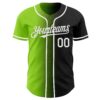 Custom Black White-Neon Green Authentic Gradient Fashion Baseball Jersey