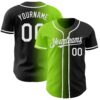 Custom Black White-Neon Green Authentic Gradient Fashion Baseball Jersey