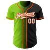 Custom Black White Neon Green-Orange Authentic Gradient Fashion Baseball Jersey