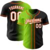 Custom Black White Neon Green-Orange Authentic Gradient Fashion Baseball Jersey