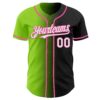 Custom Black White Neon Green-Pink Authentic Gradient Fashion Baseball Jersey