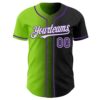 Custom Black Purple Neon Green-White Authentic Gradient Fashion Baseball Jersey