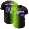 Custom Black Purple Neon Green-White Authentic Gradient Fashion Baseball Jersey
