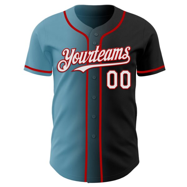 Custom Black White Shadow Blue-Red Authentic Gradient Fashion Baseball Jersey