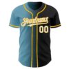 Custom Black White Shadow Blue-Gold Authentic Gradient Fashion Baseball Jersey