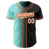 Custom Black White Ice Blue-Orange Authentic Gradient Fashion Baseball Jersey