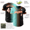 Custom Black White Ice Blue-Orange Authentic Gradient Fashion Baseball Jersey