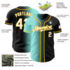 Custom Black White Ice Blue-Gold Authentic Gradient Fashion Baseball Jersey