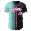 Custom Black White Ice Blue-Pink Authentic Gradient Fashion Baseball Jersey