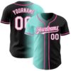 Custom Black White Ice Blue-Pink Authentic Gradient Fashion Baseball Jersey