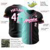 Custom Black White Ice Blue-Pink Authentic Gradient Fashion Baseball Jersey