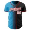 Custom Black White Sky Blue-Red Authentic Gradient Fashion Baseball Jersey
