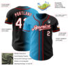 Custom Black White Sky Blue-Red Authentic Gradient Fashion Baseball Jersey