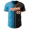 Custom Black White Sky Blue-Orange Authentic Gradient Fashion Baseball Jersey