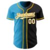 Custom Black White Sky Blue-Gold Authentic Gradient Fashion Baseball Jersey