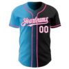 Custom Black White Sky Blue-Pink Authentic Gradient Fashion Baseball Jersey