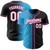Custom Black White Sky Blue-Pink Authentic Gradient Fashion Baseball Jersey