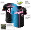 Custom Black White Sky Blue-Pink Authentic Gradient Fashion Baseball Jersey