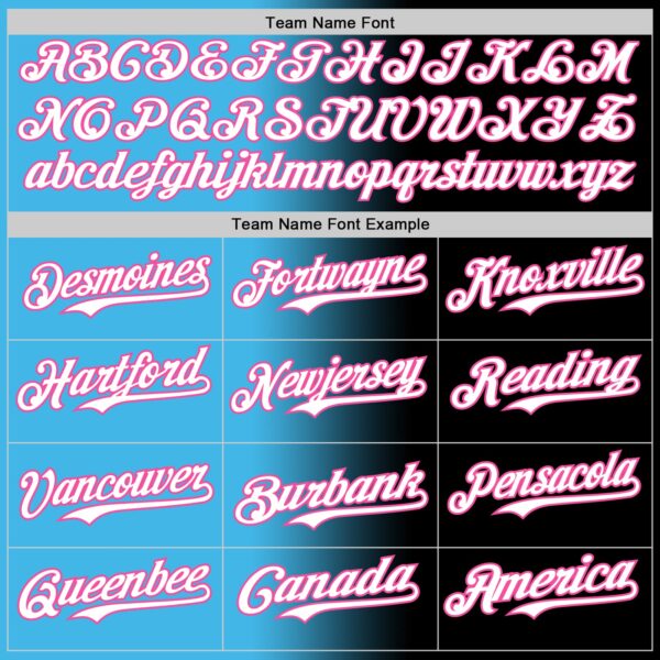 Custom Black White Sky Blue-Pink Authentic Gradient Fashion Baseball Jersey