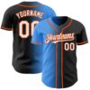 Custom Black White Electric Blue-Orange Authentic Gradient Fashion Baseball Jersey