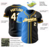 Custom Black White Electric Blue-Gold Authentic Gradient Fashion Baseball Jersey