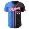 Custom Black White Electric Blue-Pink Authentic Gradient Fashion Baseball Jersey