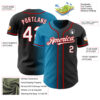 Custom Black White Panther Blue-Red Authentic Gradient Fashion Baseball Jersey
