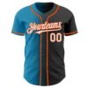 Custom Black White Panther Blue-Orange Authentic Gradient Fashion Baseball Jersey