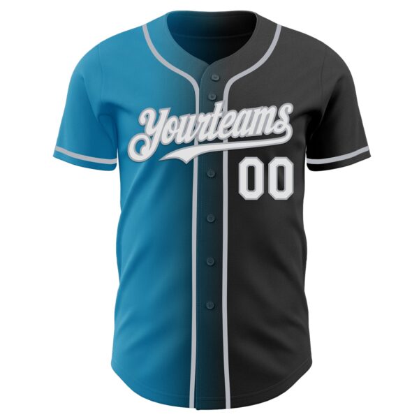 Custom Black White Panther Blue-Gray Authentic Gradient Fashion Baseball Jersey