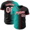 Custom Black White Aqua-Red Authentic Gradient Fashion Baseball Jersey