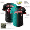 Custom Black White Aqua-Red Authentic Gradient Fashion Baseball Jersey
