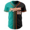 Custom Black White Aqua-Orange Authentic Gradient Fashion Baseball Jersey