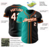 Custom Black White Aqua-Orange Authentic Gradient Fashion Baseball Jersey