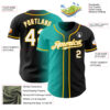 Custom Black White Aqua-Gold Authentic Gradient Fashion Baseball Jersey