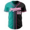 Custom Black White Aqua-Pink Authentic Gradient Fashion Baseball Jersey
