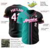 Custom Black White Aqua-Pink Authentic Gradient Fashion Baseball Jersey