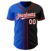 Custom Black White Thunder Blue-Red Authentic Gradient Fashion Baseball Jersey