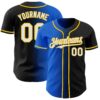 Custom Black White Thunder Blue-Yellow Authentic Gradient Fashion Baseball Jersey