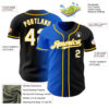 Custom Black White Thunder Blue-Yellow Authentic Gradient Fashion Baseball Jersey