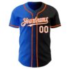 Custom Black White Thunder Blue-Orange Authentic Gradient Fashion Baseball Jersey