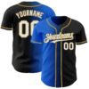 Custom Black White Thunder Blue-Old Gold Authentic Gradient Fashion Baseball Jersey
