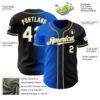 Custom Black White Thunder Blue-Old Gold Authentic Gradient Fashion Baseball Jersey