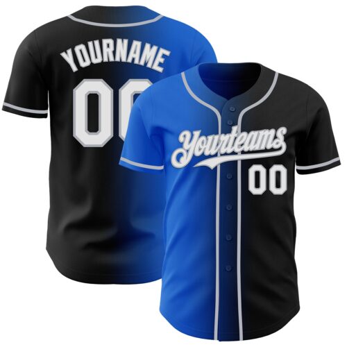 Gradient0941 Custom Black White Thunder Blue-Gray Authentic Gradient Fashion Baseball Jersey