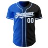Custom Black White Thunder Blue-Light Blue Authentic Gradient Fashion Baseball Jersey
