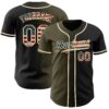 Custom Black Vintage USA Flag Olive-Cream Authentic Gradient Fashion Baseball Jersey