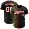 Custom Black White Olive-Red Authentic Gradient Fashion Baseball Jersey