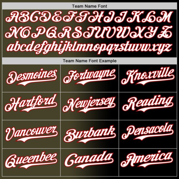 Custom Black White Olive-Red Authentic Gradient Fashion Baseball Jersey